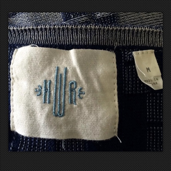 HWR Monogram Cardigan Sweater Blue Anthropologie Boyfriend Checkerboard Silk - Picture 8 of 9